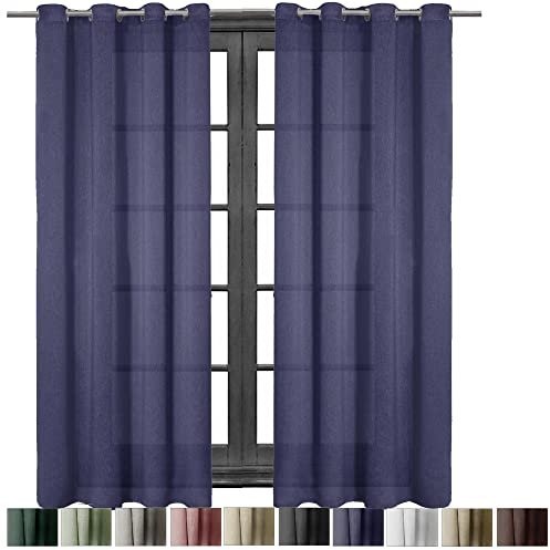 Cleanlevel EST 2016 Ösenschal Blickdicht Leinenartig Ösenvorhang Ösengardine Gardine Gardinen Ösen Vorhang Vorhänge Leinen Look 140x245cm (2, Blau)