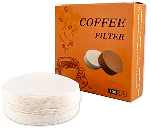 NEOUZA Filtro di carta da caffè rotondo per macchina da caffè, portafiltro e moka, 100 pezzi, non sbiancato, usa e getta (51 mm)