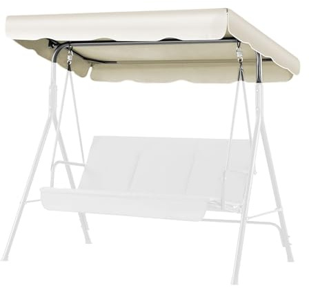 Flexzion Replacement Canopy For Outdoor Swing - 75 x 52 / 1.90m x 1.32m 2 Seat Bench Glider Swings Shade Fabric UV Weather Waterproof For Outdoor Garden Patio Yard Park Porch Seat Furniture, White | Fits Compatible 2-3 Seat Patio Swings; 180 Gsm Polyester with Reinforced Pockets and Hook-And-Loop Straps; Frame Not Included