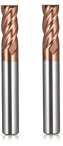 10mm Fräsende Mühle Wolframkarbid 4-Ausschnitt, 25mm Schneidlänge 2-Stücke TiSiN Beschichtung Vollhartmetall Fräsen, 55 HRC Schneidende Fräse Set Bohrer Fräser für Aluminiumlegierung, Stahl, Kupfer