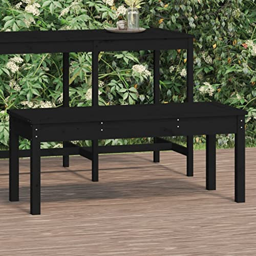 Homgoday Gartenbank Sitzbank Balkonbank Ruhebank ParkbankTerrassenbank Holzbank Gartenmöbel Bank für Garten Terrasse und Balkon Schwarz 109x44x45 cm Massivholz Kiefer