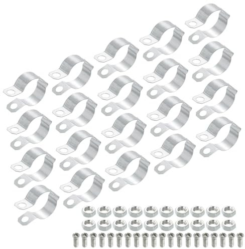 QUARKZMAN 20Stk Rohr Schellen Passend für 1-5/8(40mm) Rohr Halterung Rohr Schelle Metall Spaltring Rohr Aufhänger Rohr Halterung für Rohr Schlauch