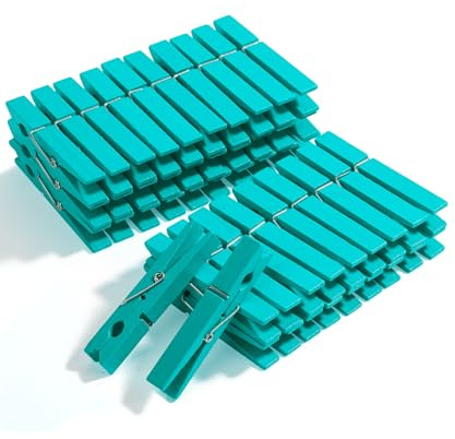 Mr. Pen- Wooden Clothes Pins, Natural Wood, 50 Pack, 2.9 Inch, Marine Aqua-Blue, Rust Resistant Clothes Pins for Hanging Clothes Pins Wood, Clothing Pins, Clothes Pegs, Wood Clothespin