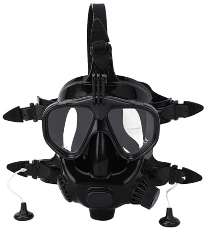 Tauchausrüstung, Auslaufsichere 180GradPanoramaTauchmaske, LungentankUntermaske, AntibeschlagSilikonTauchgesichtsbrille mit Kamerahalterung