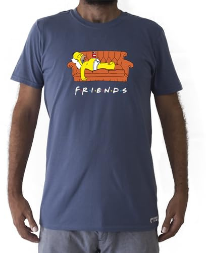 GAMBA TARONJA Friends - Camiseta Azul Denim ECOLÓGICA - Homer - Simpsons