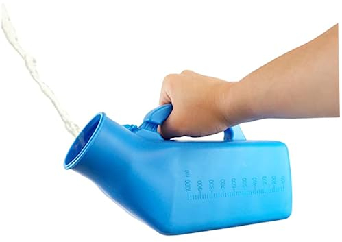 Bouteille d'urine de 1200 ml, urinoirs portables pour les hommes de déversement, bouteilles d'urinoir masculines en plastique pour hommes avec un couvercle de capuchon à vis des déversements pour les