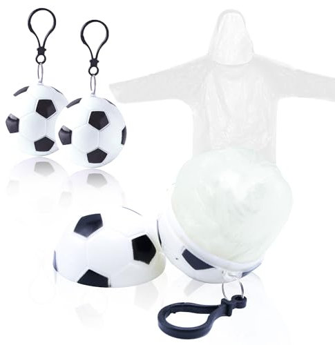 KoMico 3PCS Emergency Disposable Rain Poncho Adult Waterproof, Festival Colorful Plastic Poncho Raincoats Packaged in Keychain Ball with Hook (3 Pcs White)