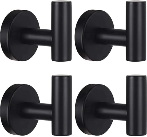 YUET 4 Stück Rund Handtuchhaken Haken Wand SUS 304 Edelstahl, Schwarz | Handtuchhalter Bademantel Kleiderhaken Wandmontage für Badezimmer, Haus, Bad und Küche, Büro Türaufhänger