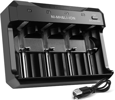 Batterie ladegerät -Universal Akku Ladegerät für Wiederaufladbare AA AAA C D Lithium ION 1.5V /1.2V NI-MH/NI-CD und USB Batterien