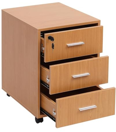 Homullel Office Drawers Under Desk Pedestal 3-Drawers Office Storage Unit Mobile Flie Cabinet