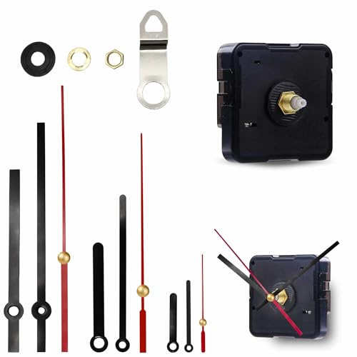 TECHZOCO Mecanismo Movimiento Reloj Cuarzo silencioso, Kit de reparación de Reloj, Reloj creación 3D, Manijas Reloj, Movimiento del Reloj, Incluye pack 3 diseños de agujas en diferentes tamaños, negro