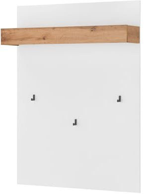 Furn.Design Garderobenpaneel in weiß und Wotan Eiche Wandgarderobe 100 x 135 cm, Center