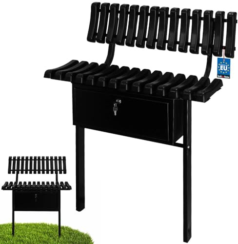 KOTARBAU® Friedhofsbank 75 cm Bank für Friedhof mit Rückenlehne und Aufbewahrungsbox Holzbank Wetterfest Sitzbank Gartenbank Outdoor Parkbank Gartenbank Metall Bank Balkon Sitzbank Outdoor Bänke