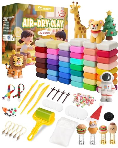 cyctravel Pasta Modellabile, 42 Colori di Argilla da Modellare, La Pasta Modellabile Fai da te Include Strumenti e Accessori Natalizi, Adatto a bambini dai 3 anni in su