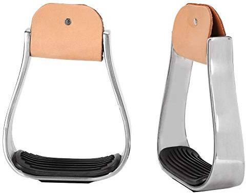 Qukaim Staffe da equitazione in alluminio ammortizzate in stile western, design copriscarpe, leggere, adatte per sellino western, ideali per equitazione, 25,4 x 12,7 cm
