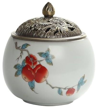 XYUERU Pot à ail avec Couvercle Creux, Pot à ail en céramique, Pot à oignons for comptoir, Rangement d'oignons de Style Chinois, récipient de Rangement rétro for Cuisine et Restaurant