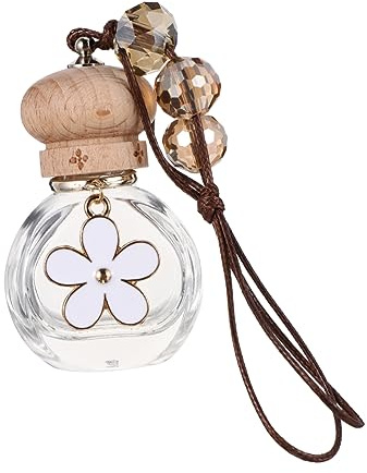 Duftfläschchen zum Aufhängen im Auto 6ml Weiß Glas Holz | Lanyard Inklusive, Transparentes Glas im Kreativen Design, Rituals Auto Parfüm für Innenraum