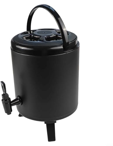Pumixiy Doppelwandiger isolierter Getränkespender mit großem Fassungsvermögen und Harzhahn für Outdoor, Camping, Reisen, Picknick, kalte heiße Getränke, mehrere Größen (6 l, schwarz)