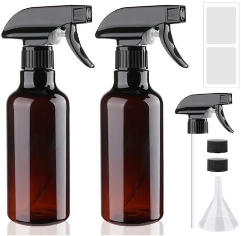 FreeBiz 2 Pack 350ml/12.32oz Plastic Spray Bottles Adjustable Empty Spray Nozzle for Hair Plants Cleaning Solutions Refillable Water Spray Bottle Travel Home Salon(2 Pack Brown)