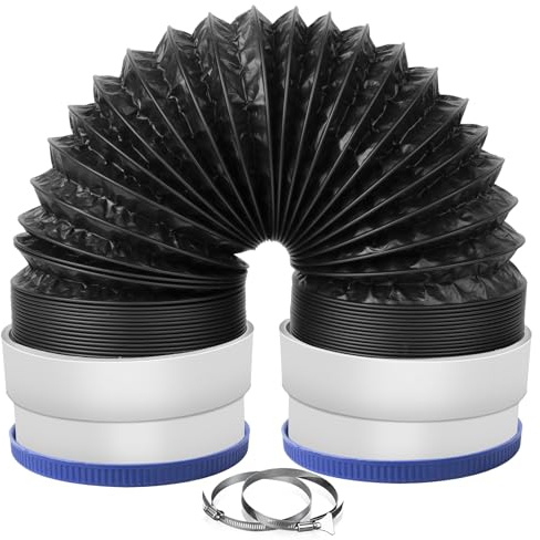Builimeer 4Inch Flexible Dryer Vent Hose, 5FT 6-Layer Aluminum Dryer Duct with Rubber Seals Connectors, Heat-Resistant Exhaust Hose for Tight Spaces, Universal Dryer Vent Ventilation Kit with 2 Clamps