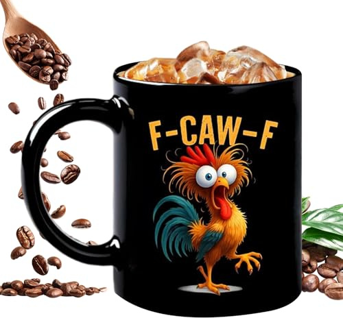 Woalopted Originelle Und Lustige Kaffeetassen, 350 Ml Neuheit Keramik Rooster Tasse Mit F-CAW-F Hühnchen Design, Lustige Wasser Trinkgefäß Kaffee Tasse Für Getränke Kollegen Weihnachten Valentinstag
