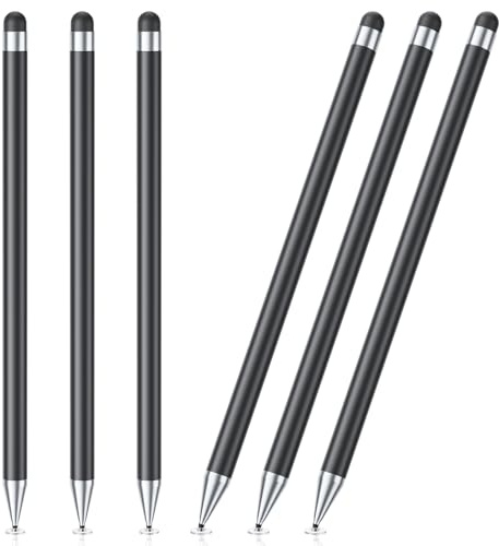 Stylus Pen for Touchscreen, 6 PCS Stylus Pencil 2-in-1 High Precision and Sensitivity, Suitable for iPad/iPhone/Samsung/Android Smartphone and Tablets, Compatible with Capacitive Touch Screen (Black)
