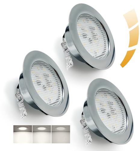 Sweier LED Recessed Spotlights 230V, 5W Dimmable Downlights, Natural 4500K Round Aluminum Cabinet Lights Cutout 55-58mm, IP44 LED Recessed Ceiling Lights for Mirror Cabinet Installation, 3-Pack