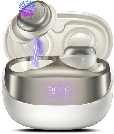 DUSONLAP Wireless Earbuds Bluetooth 5.4 Headphones In Ear, Small Design Mini Sleep Headphones for Side Sleepers, 47H Sleeping Earbuds with Clear Calls, IPX7 Waterproof Earphones, Off White Ear Buds