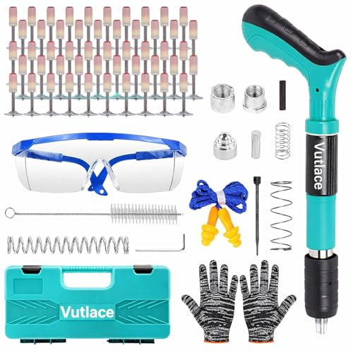 Manual Mini Nail Gun Kit with 150Pcs Nails, 5 Gears Adjustable Manual Air Nailer, Concrete Nail Gun for Ceiling/Wire Hider/Fixture Install Nail Shooting Machine Fastener Tools
