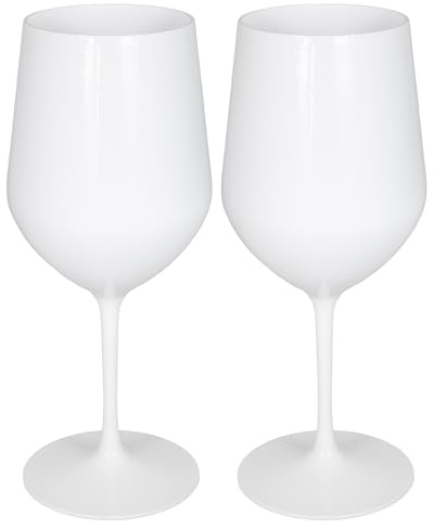 argentoè Calici Gioia in Plastica Rigida SAN 37cl - Infrangibili, Riutilizzabili, Lavabili in Lavastoviglie - Ideali per Vino, Champagne, Cocktail, Eventi, Giardino, Piscina, Barca (Bianco, Set 2pz)