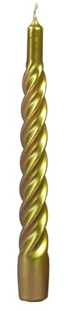 Cereria di Giorgio Risthò Candele Tortiglione Laccate, Cera di paraffina, Oro, 2.2x2.2x21 cm, 3 unità