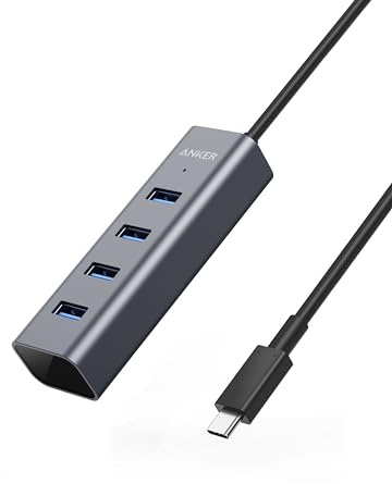 Anker USB C Hub, 4 USB 3.0 Ports, Aluminum USB-C toUSBAdapter, Compatible with MacBook Pro 2018/2017, ChromeBook, XPS, Galaxy S9/S8, and More Devices