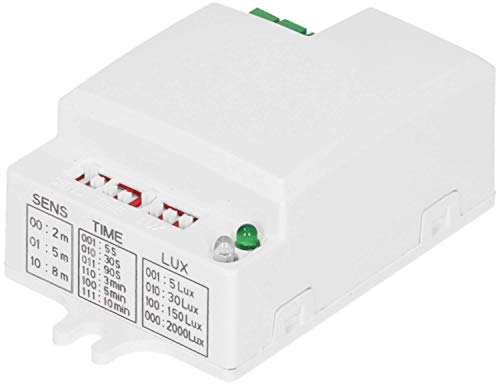 ORNO CR-229 Mini-Mikrowelle Bewegungsmelder Blickwinkel: 360 Grad/180 Grad, Bereichsanpassung Erkennung und Zeiteinstellung, Farbe : weiß