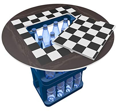 Vispronet Bierkastentisch - versch. Motive - Mobiler Aufsatz für Bierkästen - Witterungs- & UV-beständig (Schachbrett)