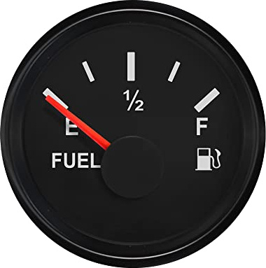 ELING Medidor de nivel de combustible de 52 mm, 0-90 ohm, con retroiluminación, 12 V, 24 voltios, para coche, limusina, embarcaciones marinas (negro y negro)