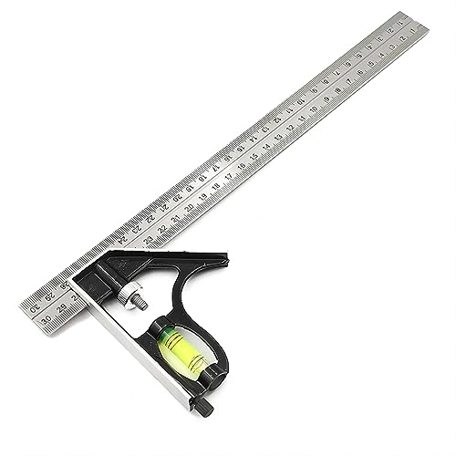 Bailinks 12Inch/300mm combination square, engineers square Stainless Steel metal ruler, spirit level sets with Bubble Level for Carpenter, Engineer, Woodworking