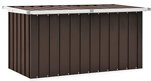 FIRBNUS Aufbewahrungsbox Groß 129x67x65 cm Gartenbox mit Klappdeckel Auflagenbox Gartentruhe Kissenbox Box mit Deckel Gartenboxen Storage Boxes Gartenschrank Verzinkter Stahl Braun