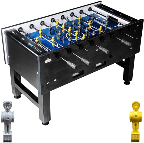 RAMROXX Fußball Tischkicker Turnier Fireball blaues Spielfeld Figuren Grau Gelb 95kg