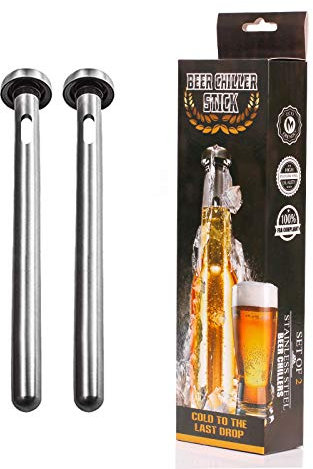 2 bastoncini refrigeranti per birra in acciaio inox per bottiglie, regali per uomini e birra, mantiene la bevanda fredda, amanti della birra per bottiglie