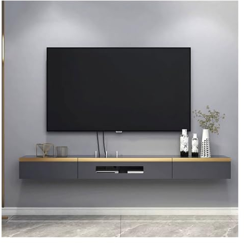 Sideboard Wohnzimmer Hängend Wandhängender schwebender TV-Ständer, wandmontiertes Entertainment-Center und Schrankregal, TV-Konsole mit Stauraum, Medienkonsole for DVD-Player, platzsparendes Unter-TV-