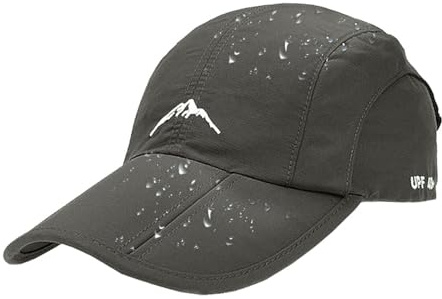 Yutdeng Basebollkeps Män Kvinnor Vattentät Unisex Justerbar Baseballkeps Baseballkeps Snabbtorkande Regnhatt Andningsaktiv, mörkgrå, one size