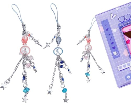 Koonafy Handy Anhänger Ästhetisch Y2K Quallen Perlen Lanyard Handschlaufe Handy Kette AntiVerlust Handy Anhänger Rucksack Geldbörse Kamera Dekor