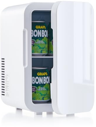TUKAILAi Mini Fridge 6L Portable Compact Fridge, AC/DC Power Quiet Cooler & Warmer for Skincare Food Drinks, Small Fridges Low Noise Quite for Bedroom Car Office Travel (White, 6L)