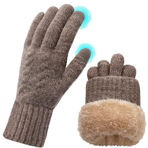 ehsbuy Winter Handschuhe Damen Touchscreen Fleece, Warme Kaschmir Dicke Strickhandschuhe Wollhandschuhe Thermohandschuhe Outdoor Sport Geschenke für Herren und Damen