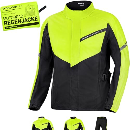 SHIMA HYDRODRY 2.0 Motorrad Regenbekleidung Jacke Wasserdicht Reflektierend Damen Herren Set für Regenkombi Waterproof Regenschutz Atmungsaktiv Motorradkombi (Jacken Unisex, Fluo, L)