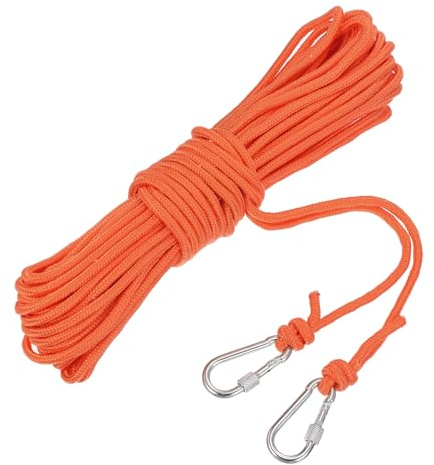 QUARKZMAN Hohles geflochtenes Polypropylen-Ankerseil mit Haken, 1/4 Zoll 100ft Nylon-Schwimmleine für Marine Pool Rettungsboot Ankerseil, Orange