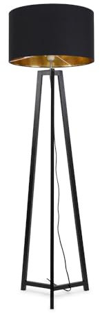ValueLights | Black Wood Tripod Floor Lamp with Black/Gold Drum Lampshade Living Room Light | Floor Lamps, Home Décor & Improvement Essential