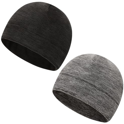 SSKHE 2 Stück warme Laufmütze, Totenkopfmütze mit Ohrenabdeckungen, Unisex, Beanie-Mütze, Fahrradhelm, Schwarz, Schwarz , Einheitsgröße