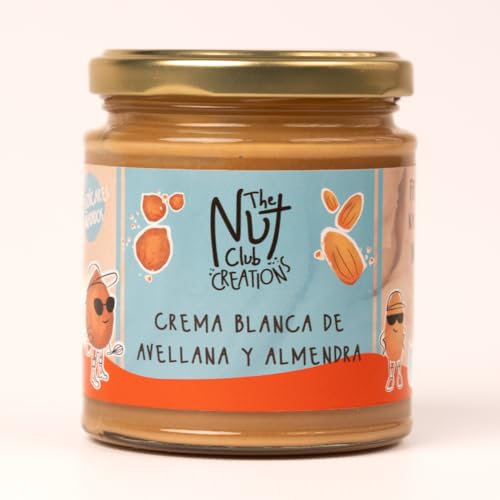Crema blanca de avellana y almendra 225g | The Nut Club | Sin azúcares añadidos ni edulcorantes | Sin cacahuete | Apta para celíacos y vegana | Frutos secos nacionales