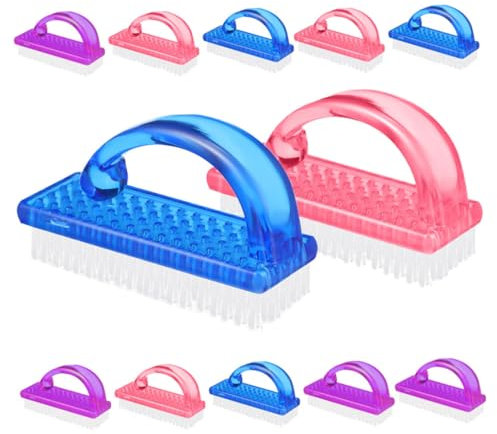 Gatuida 12pcs Large Plastic Dust Brush Nail Brushes Fingernail Cleaner Handle Grip for French Manicure and Nail Dust Removal